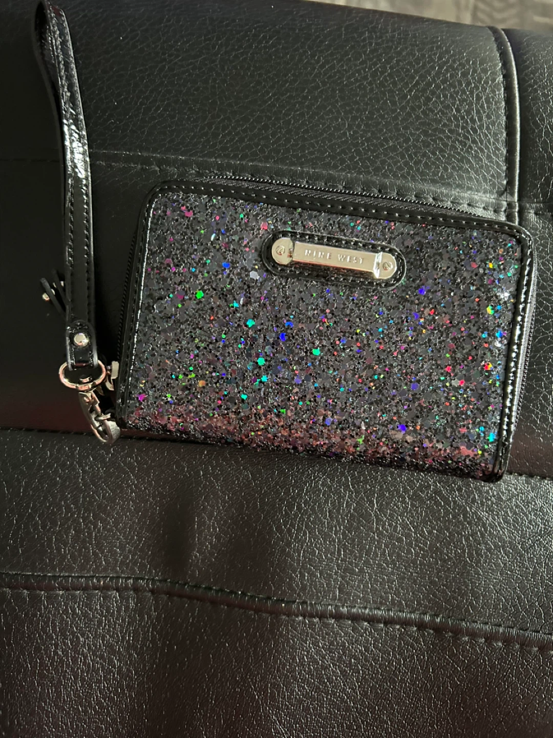 Nine West Black Glitter Wristlet Wallet - photo 3