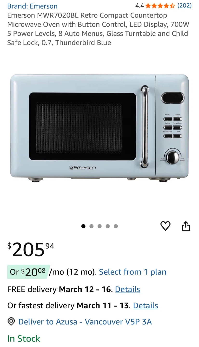 Emerson MWR7020BL Retro Compact Countertop Microwave Oven - photo 4