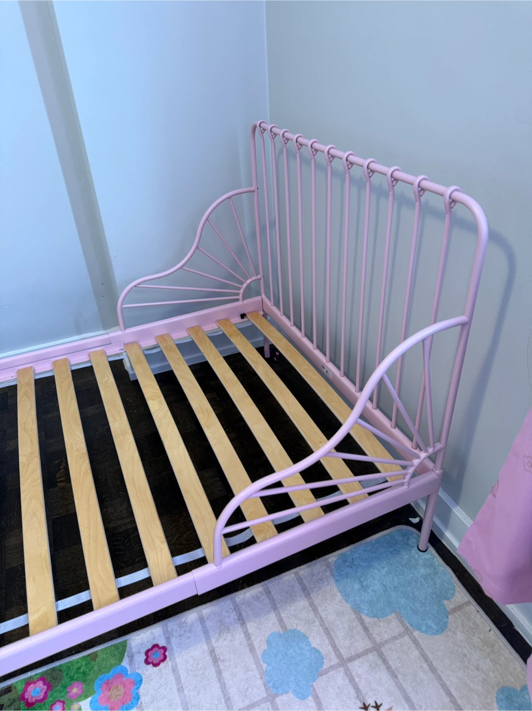 Pink Metal Twin Bed Frame with Slats - photo 3