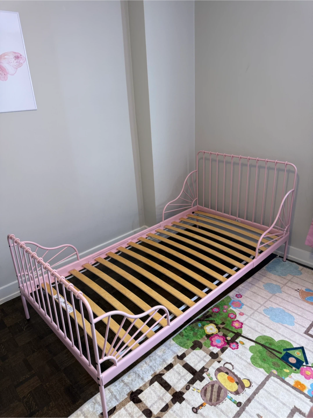 Pink Metal Twin Bed Frame with Slats - photo 2