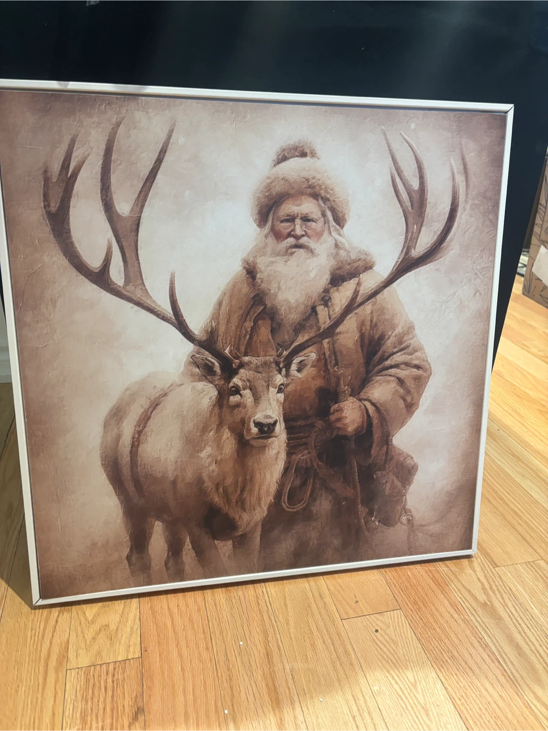 Framed Picture 24 in. x 24 in. Santa with Reindeer - photo 4