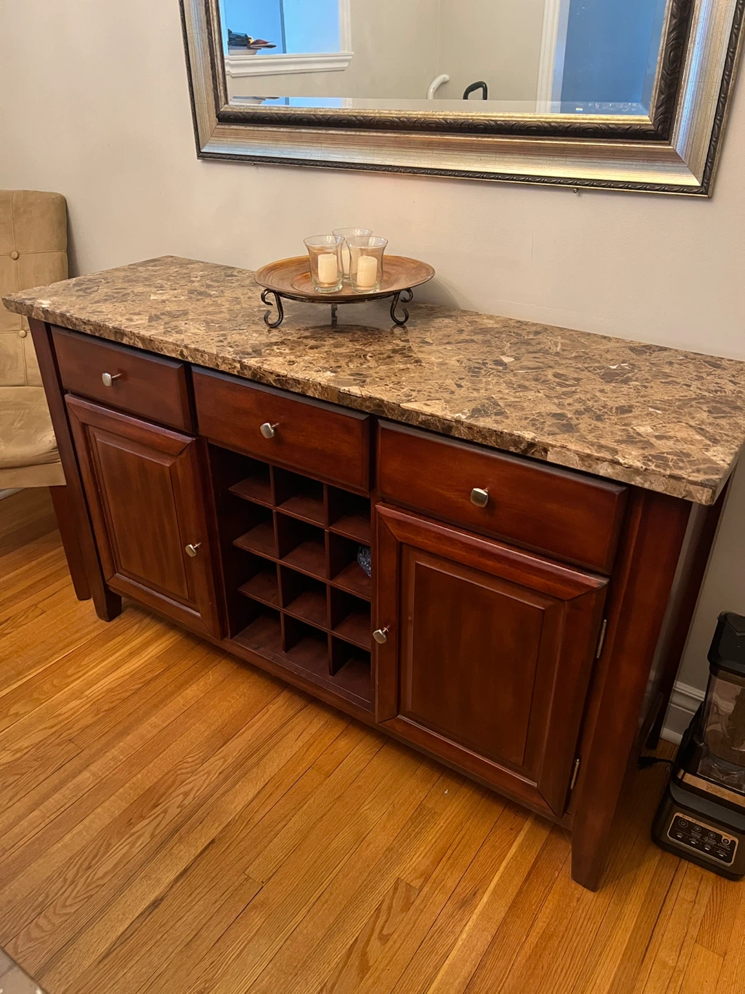 Marble Top Dining Table with  6 Chairs and Sideboard Set - photo 3