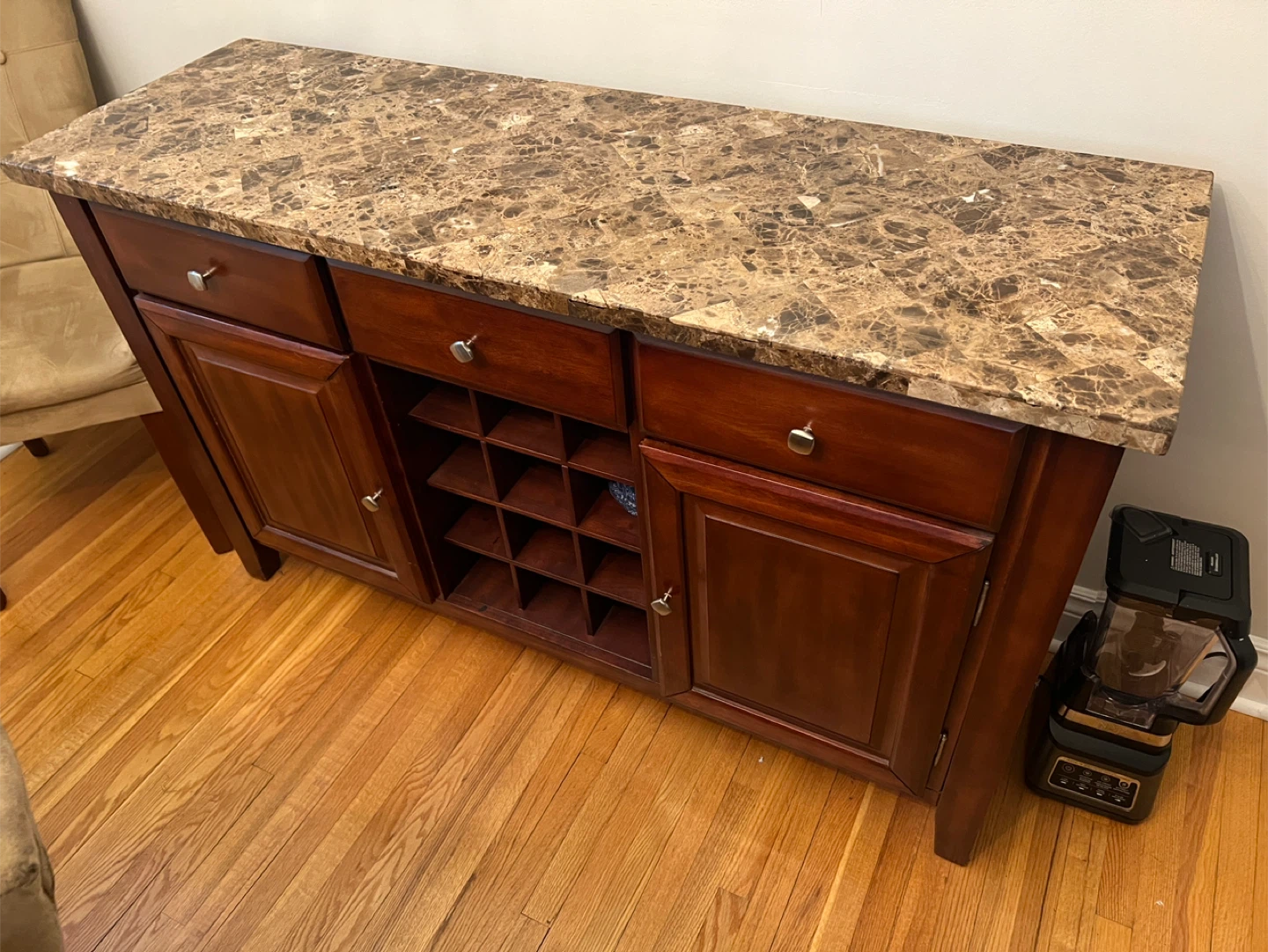 Marble Top Dining Table with  6 Chairs and Sideboard Set - photo 5