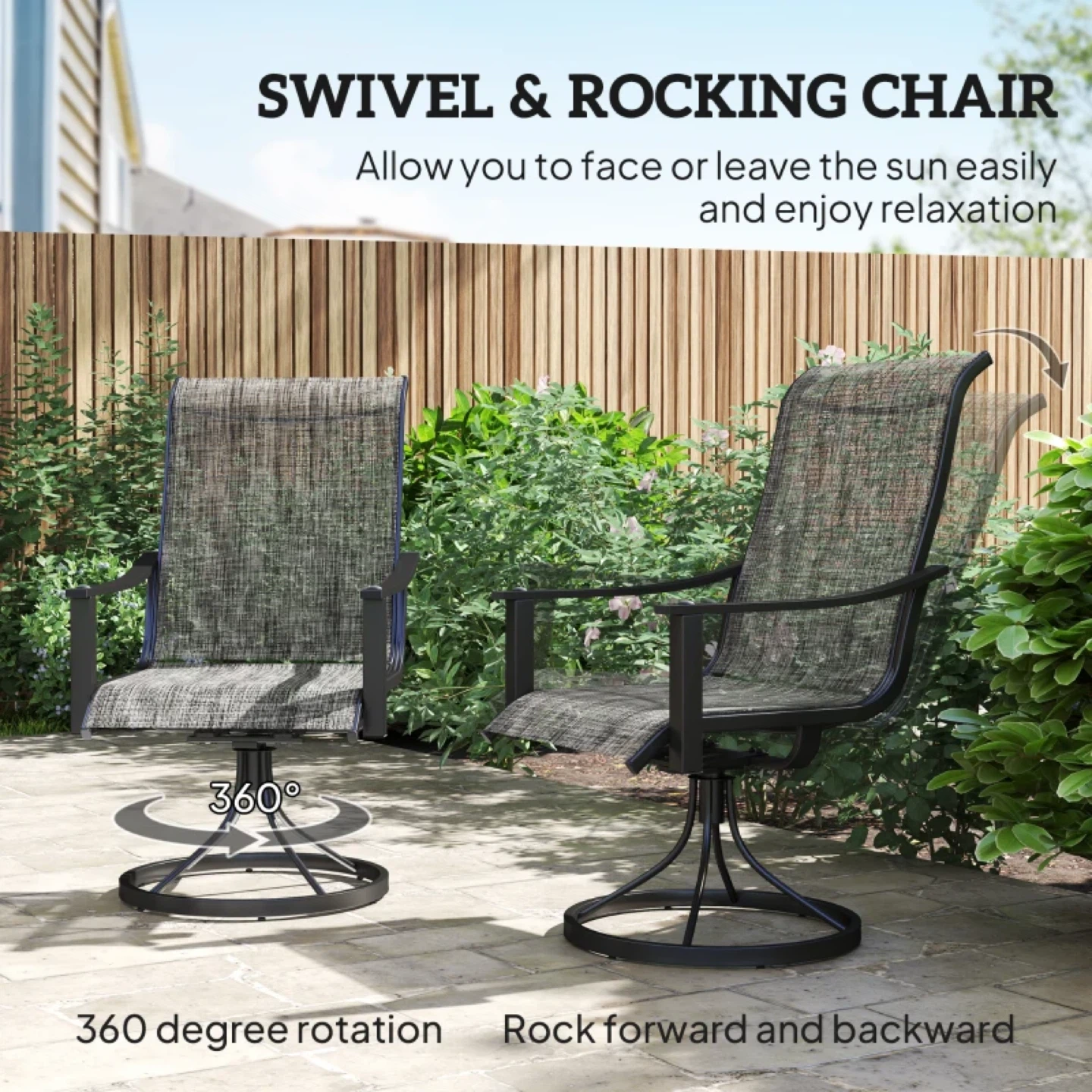 New Patio Chairs Set of 2 – Swivel Rocking Outdoor Dining Chairs