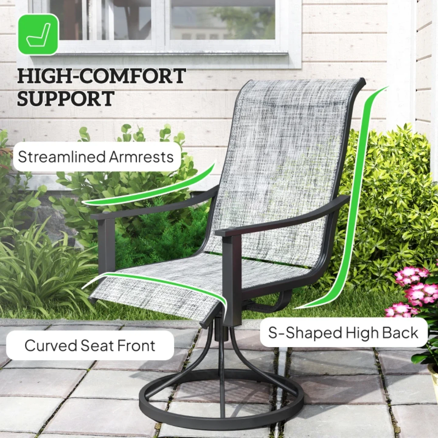 New Patio Chairs Set of 2 – Swivel Rocking Outdoor Dining Chairs - photo 4
