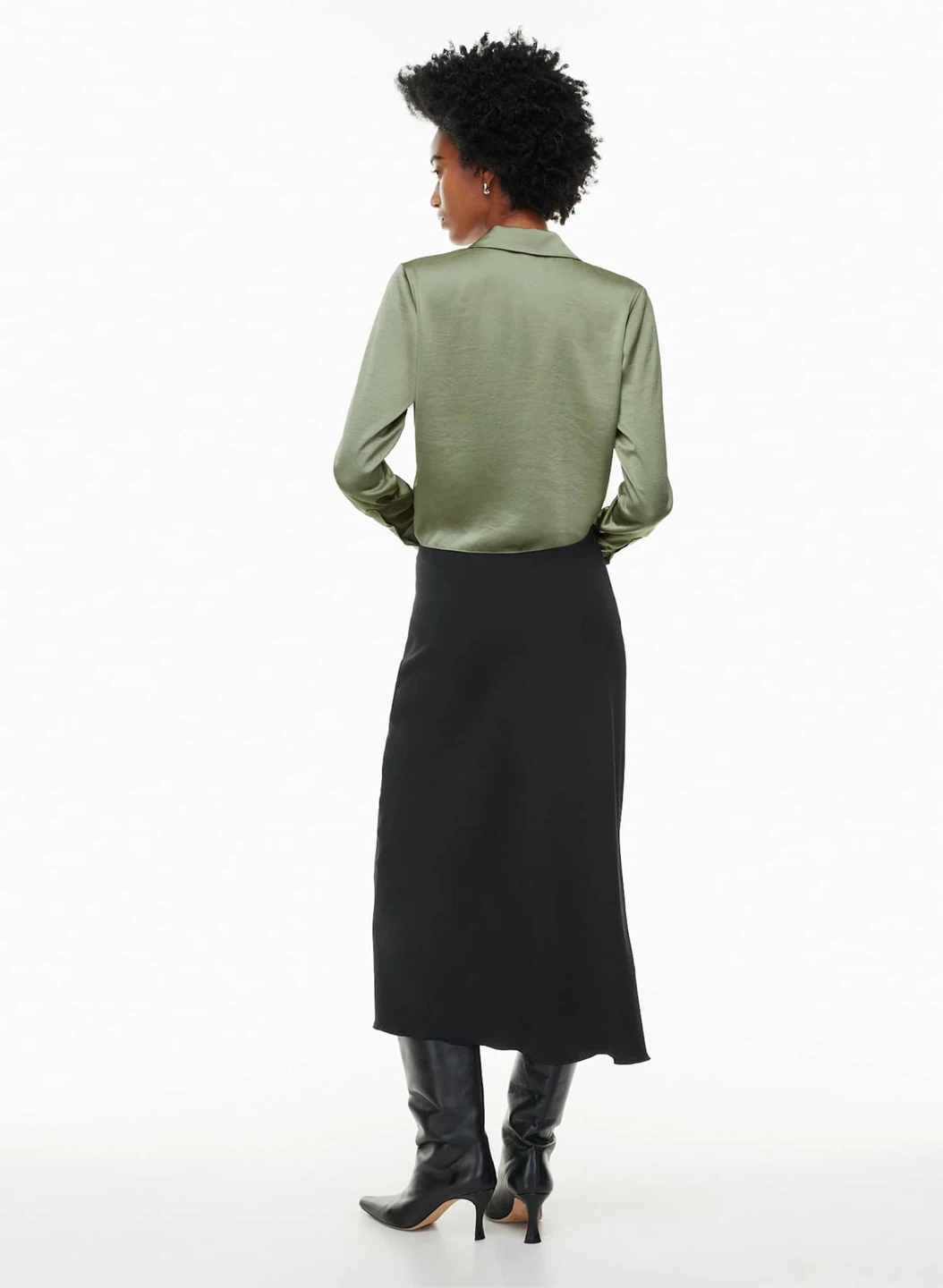 Aritzia Wilfred Tie-Front Satin Blouse | Black - photo 4