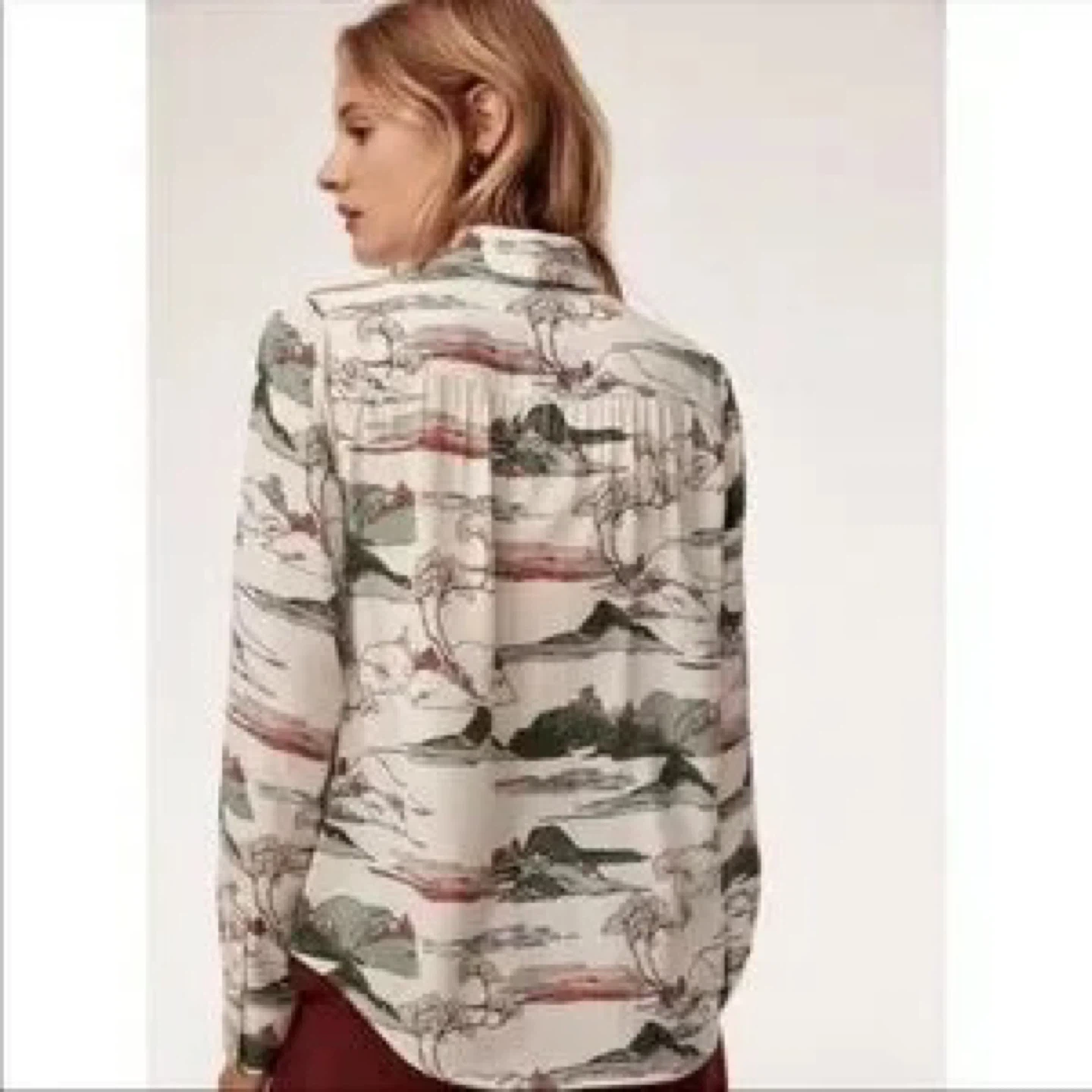 Aritzia Wilfred Printed Short Sleeve Silk Blouse - photo 2