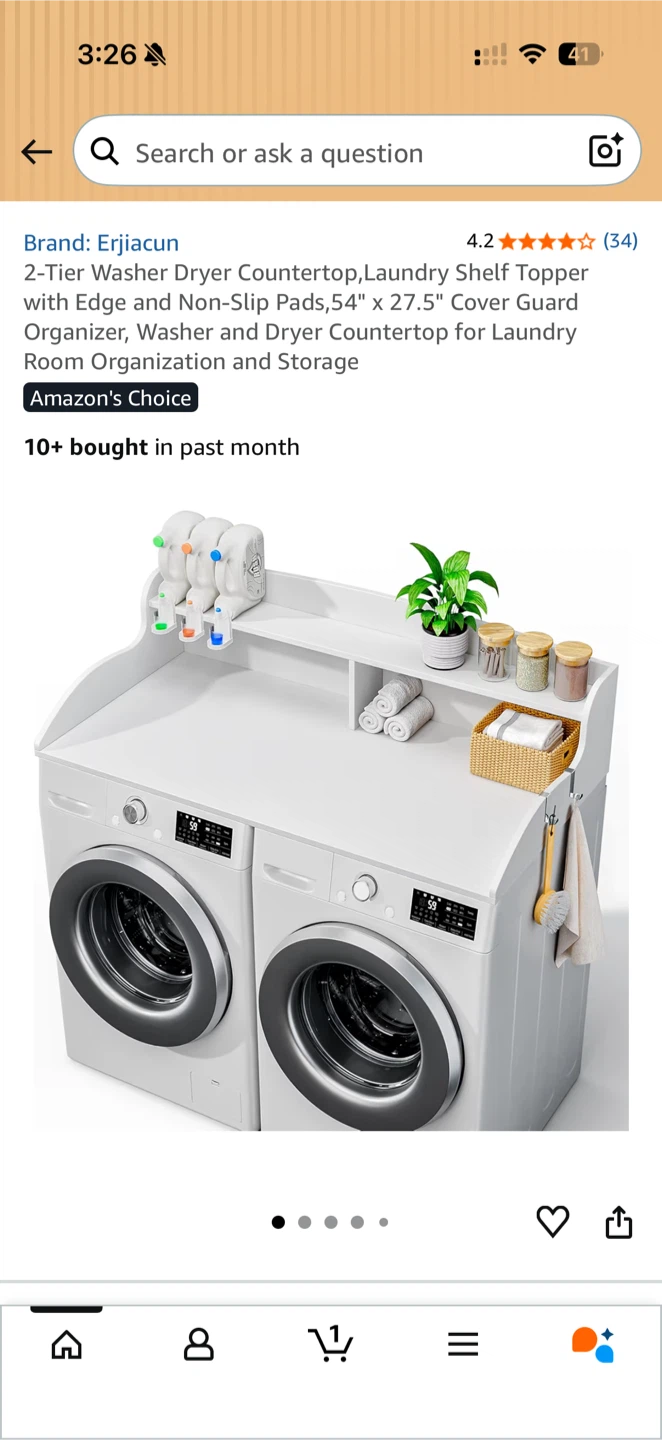 [Brand New] Heavy-Duty 2-Tier Washer/Dryer Storage Shelf - White