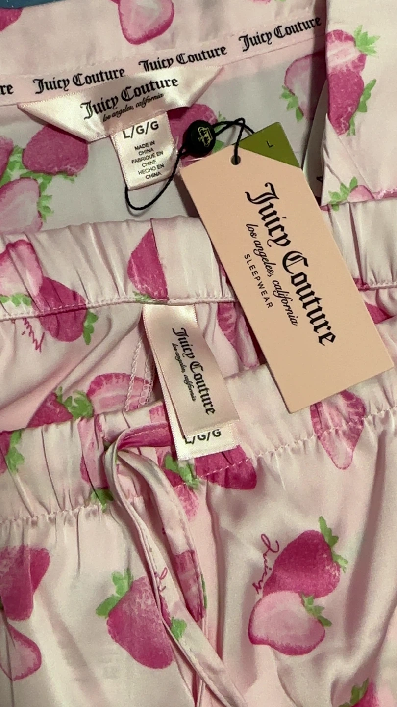 Juicy Couture Strawberry Print Sleepwear Set | Size Large - photo 3
