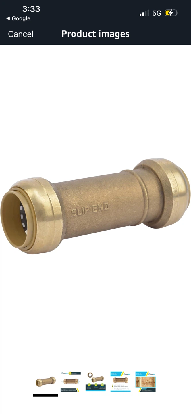 New SharkBite Brass Push Slip Coupling 1-inch