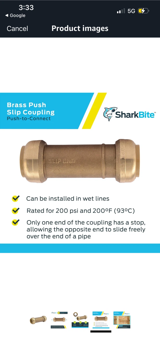 New SharkBite Brass Push Slip Coupling 1-inch - photo 4