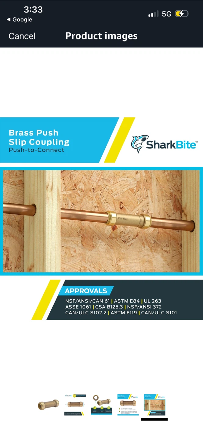 New SharkBite Brass Push Slip Coupling 1-inch - photo 5