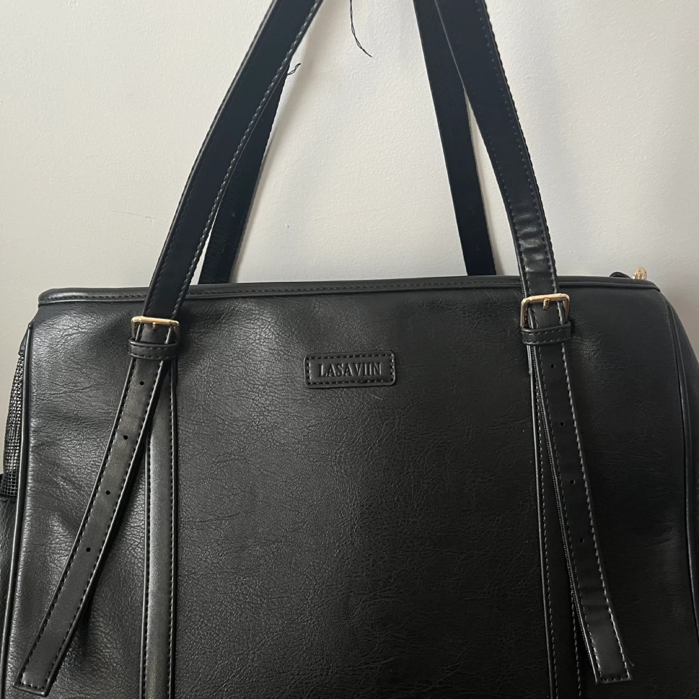 Leather Black pet carrier for small dogs - photo 2
