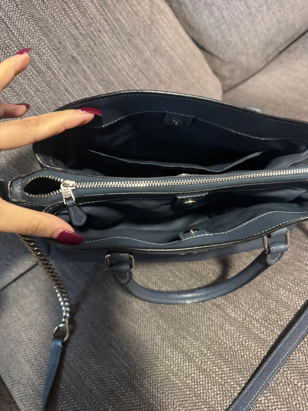 Coach Pebble Leather Satchel Purse - Blue - photo 2