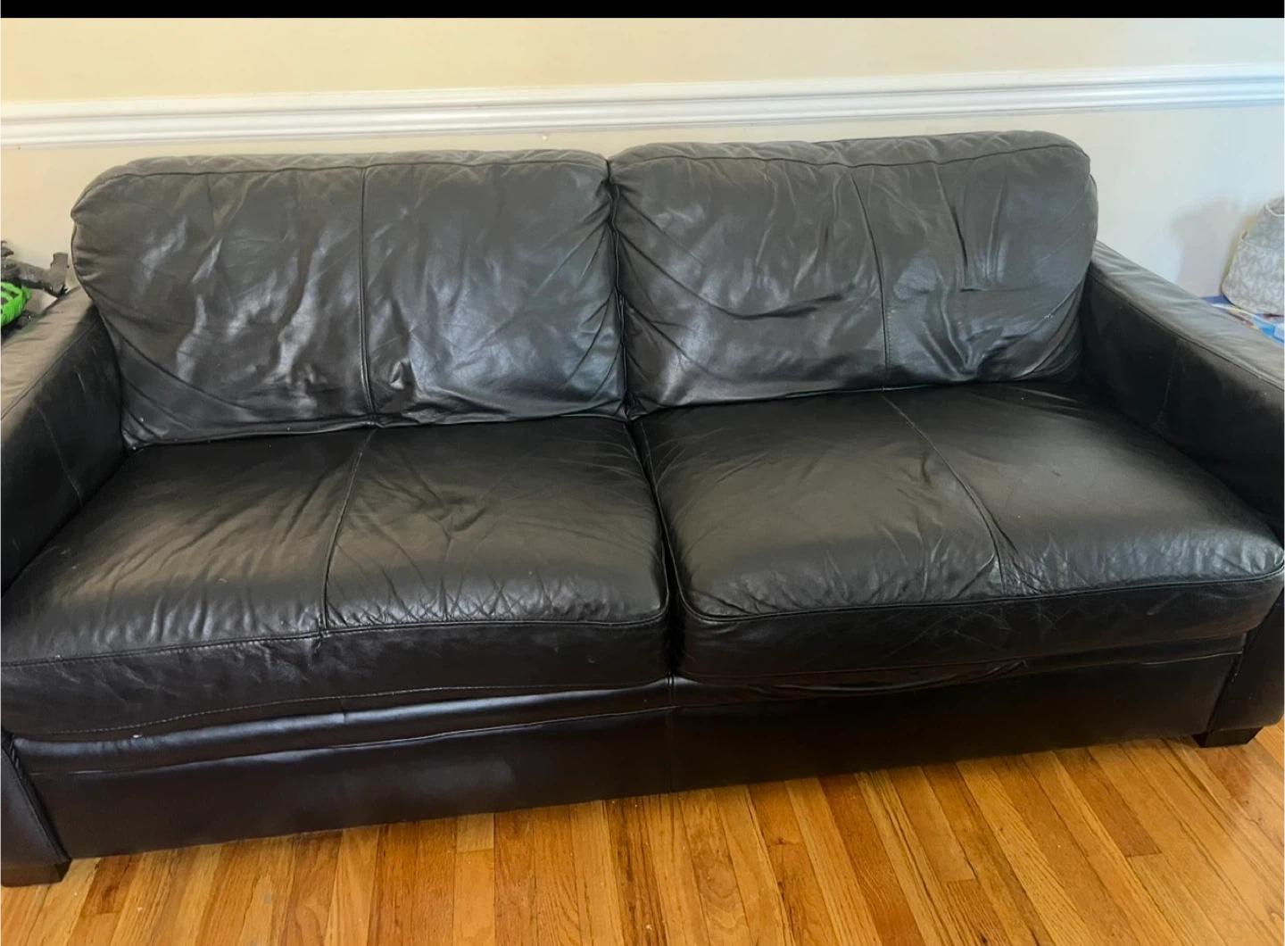 Black Leather Sofa - photo 2
