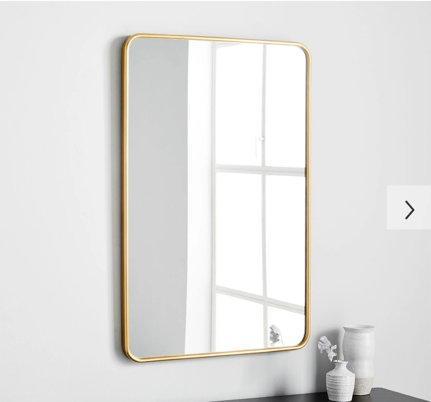 West Elm Gold Round Corner Rectangle Mirror