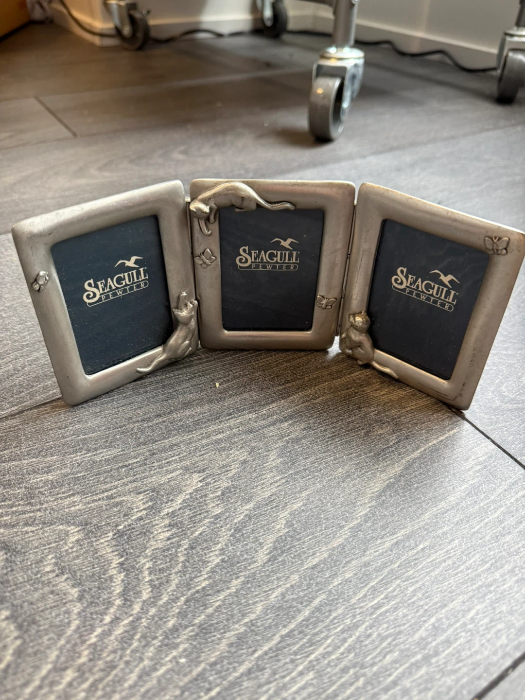 Seagull Pewter Tri-Fold Photo Frame with Cats