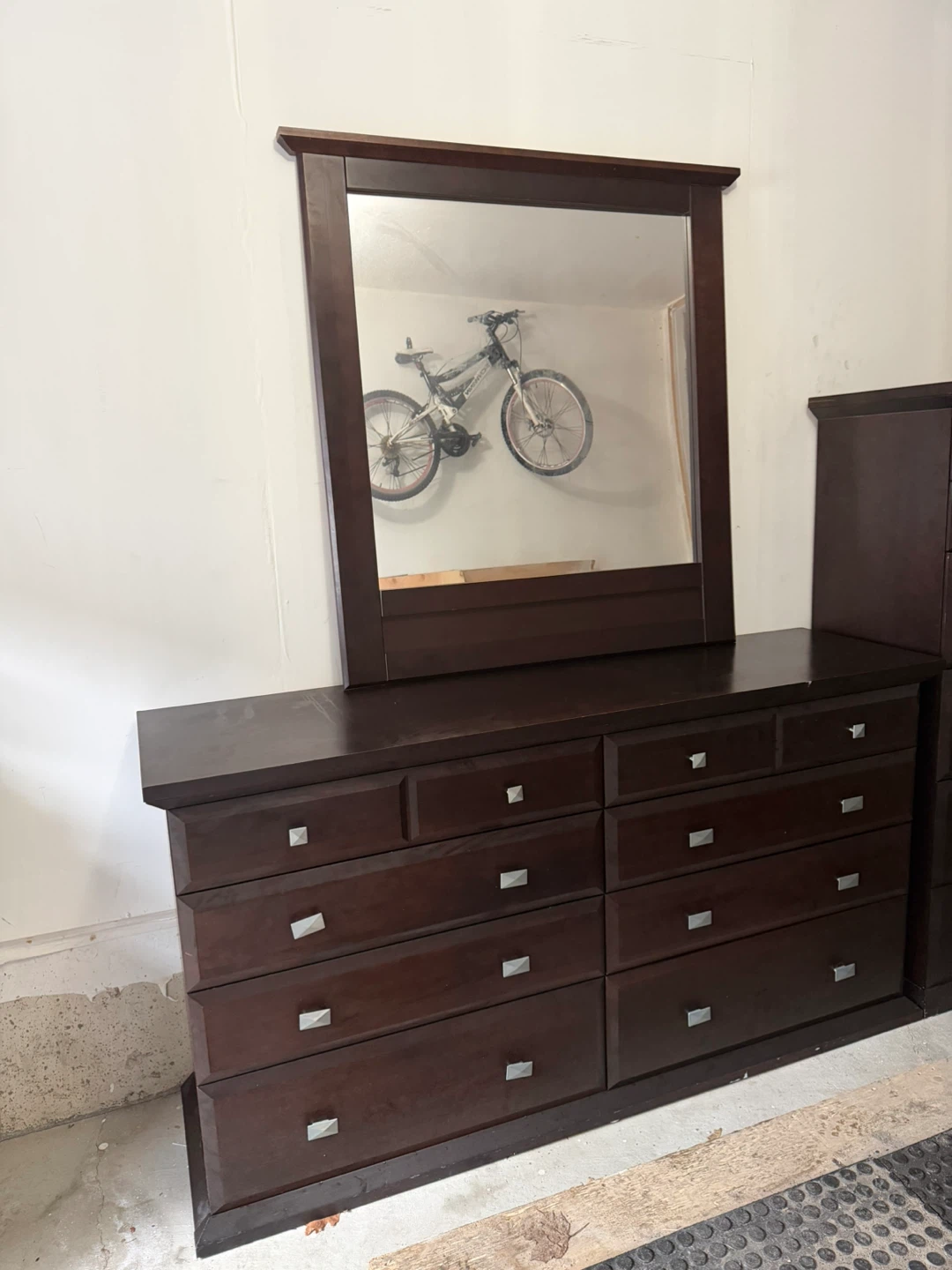 Dark Brown Dresser with Mirror