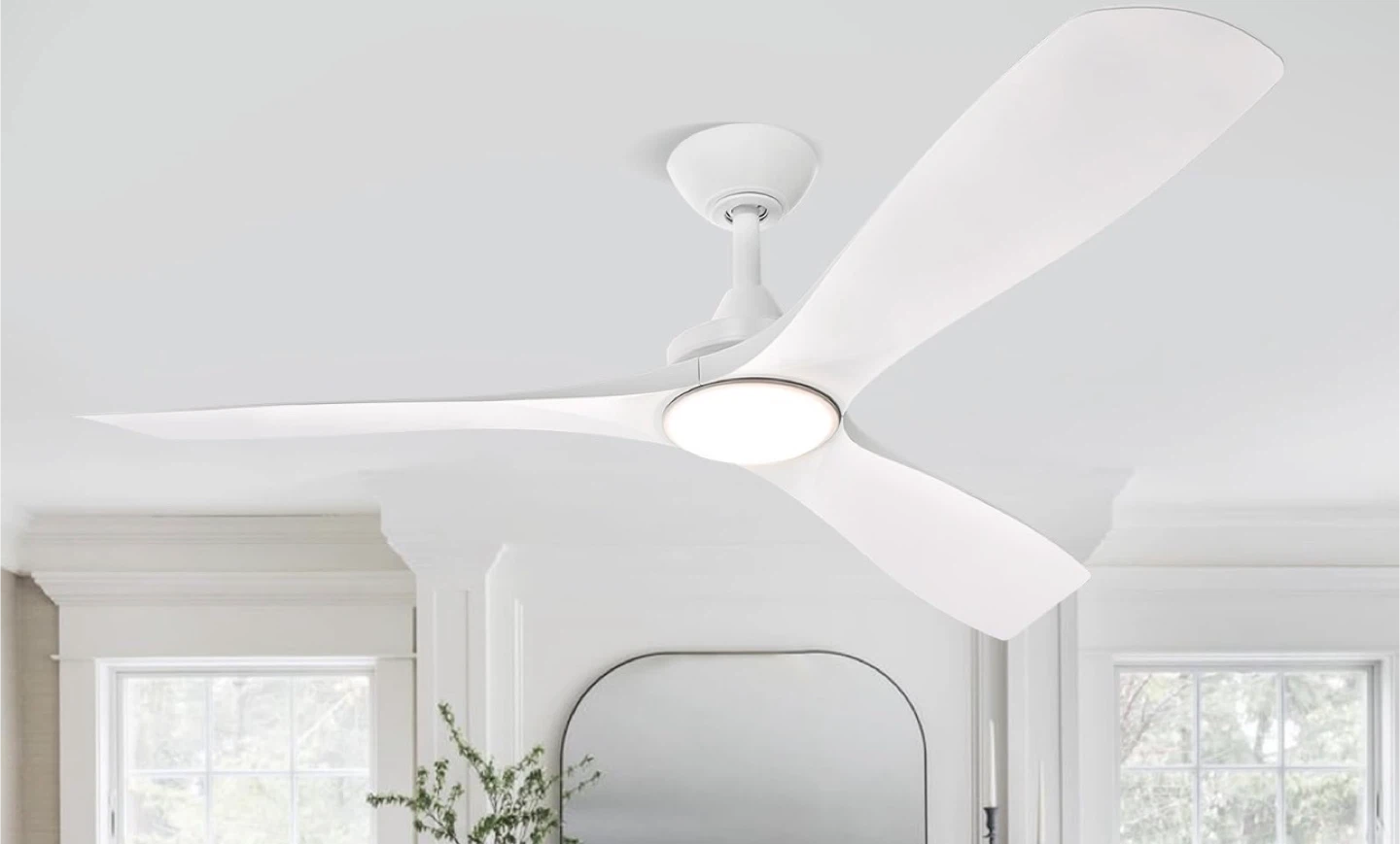 White Ceiling Fan with Light and Remote