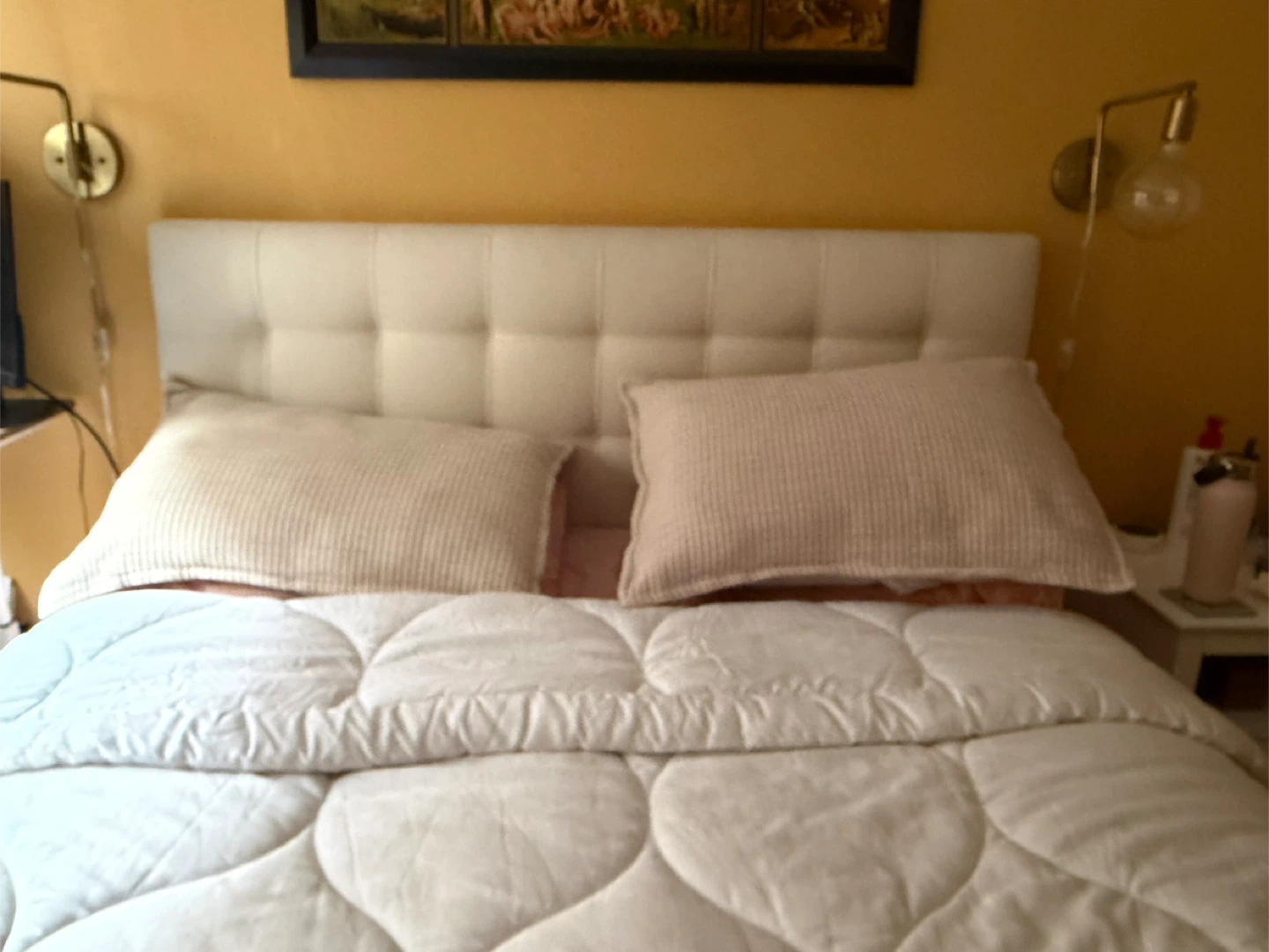 Tufted Upholstered Headboard - Off-White Fabric