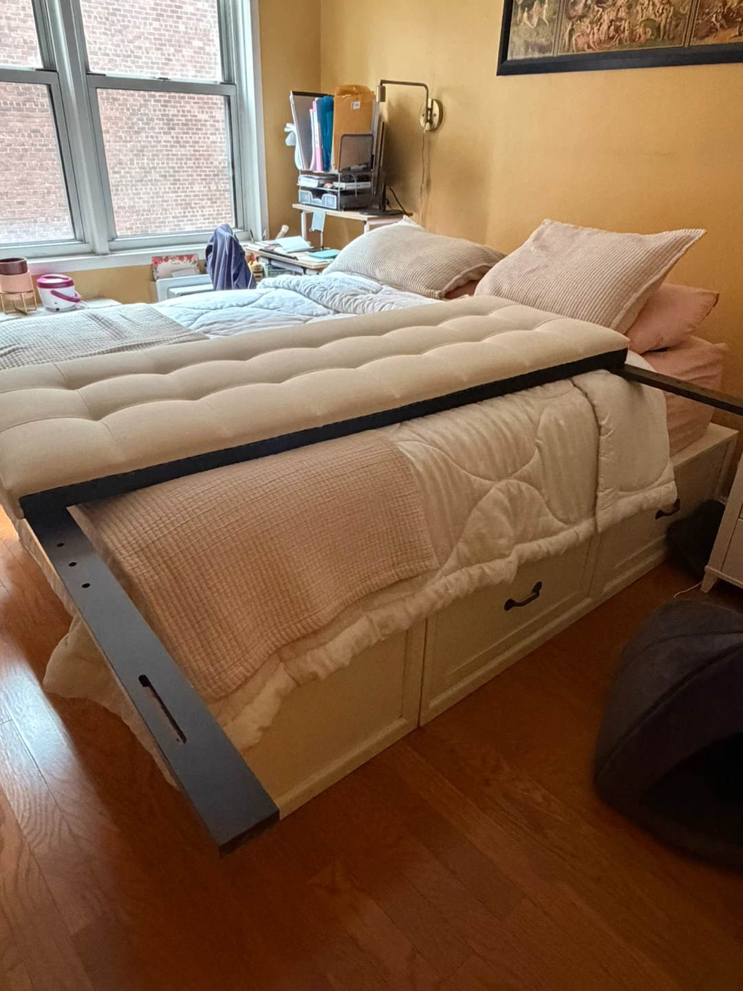 Tufted Upholstered Headboard - Off-White Fabric - photo 5