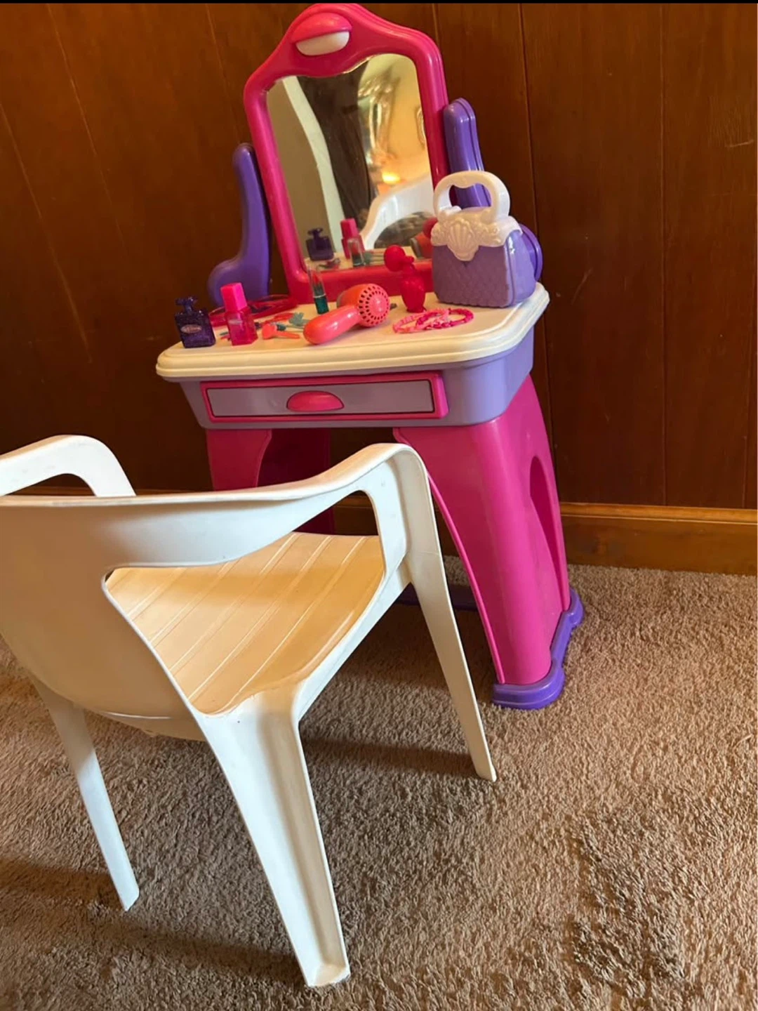 Kids Play Vanity Table with Accessories and Stool - photo 2