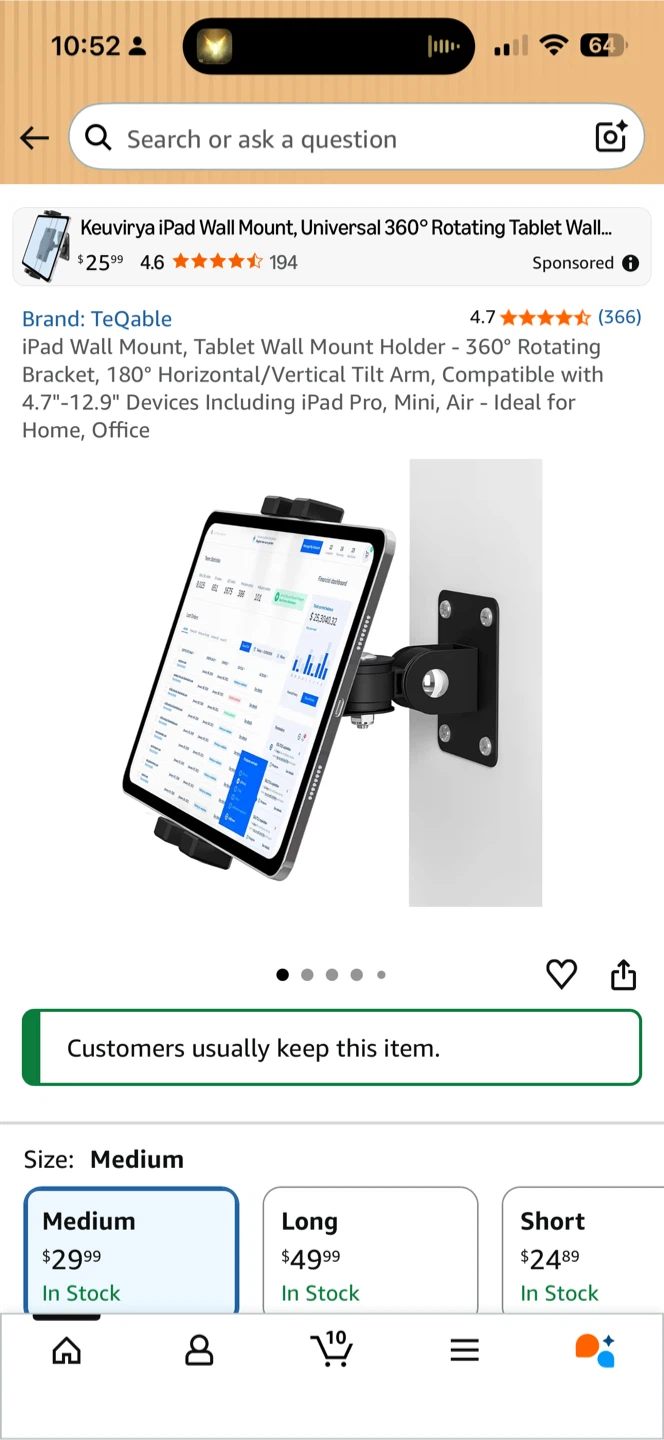 Wall Mount Tablet Holder