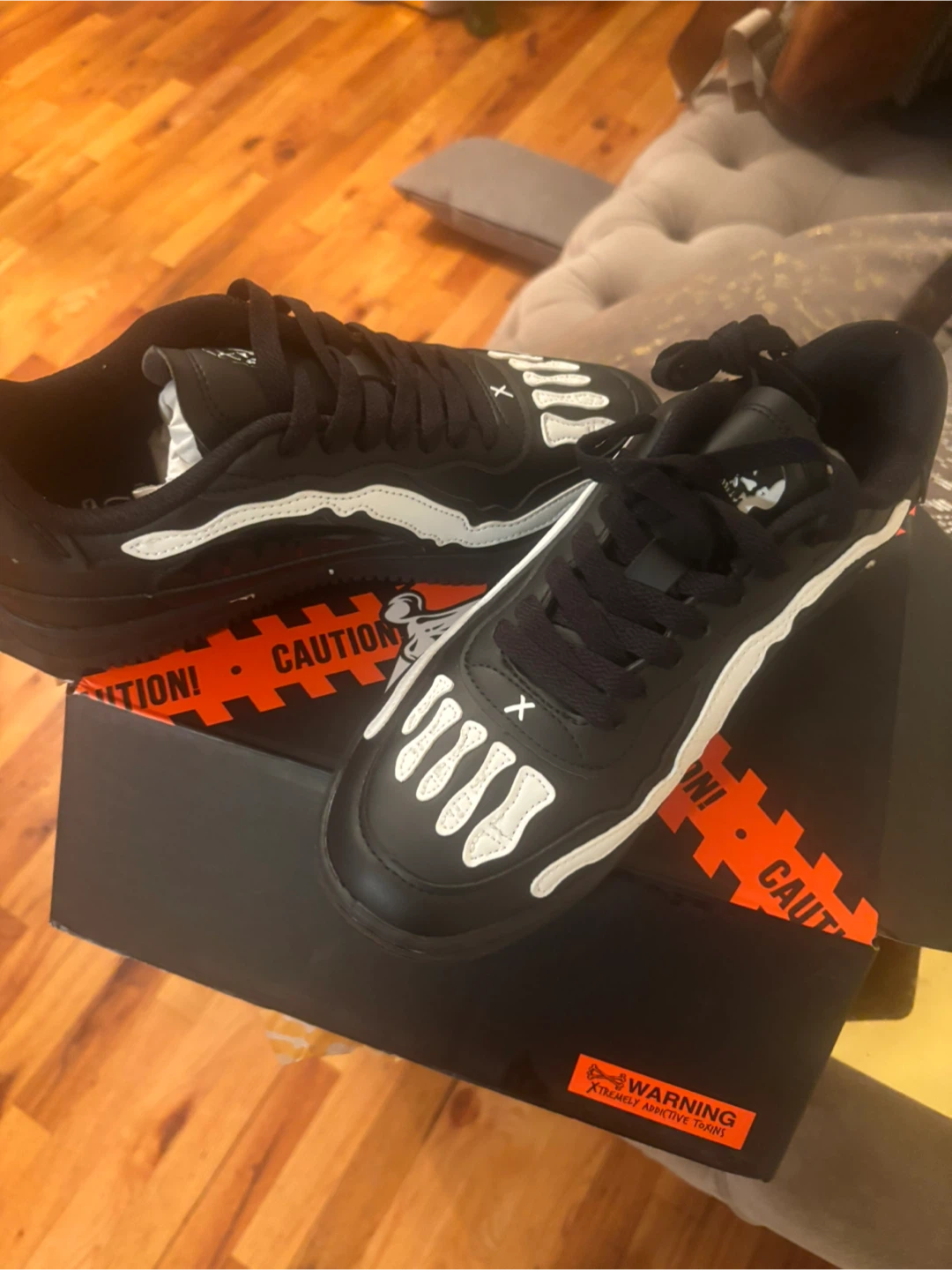 Black Skeleton Bone Sneakers