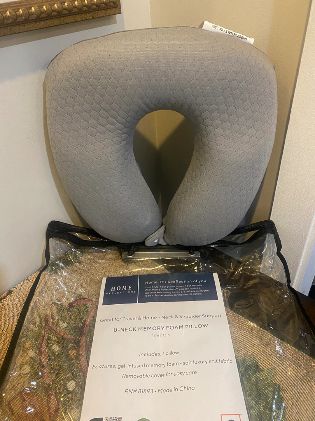 Home Reflections U-Neck Memory Foam Pillow - Gray - photo 3