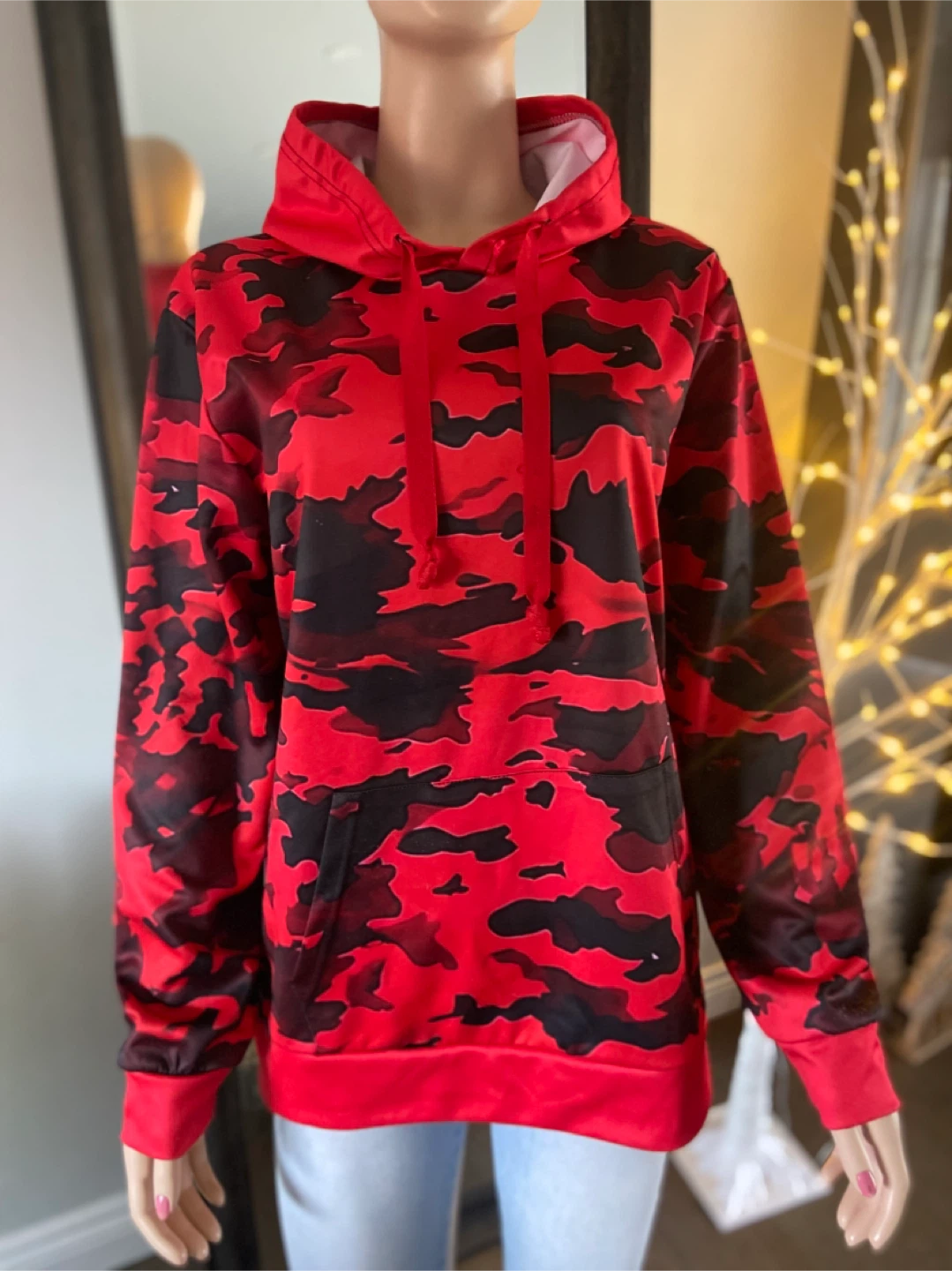 Oversized Red &  Black Camo Hoodie Fortnite Ruby Size M/L - photo 2