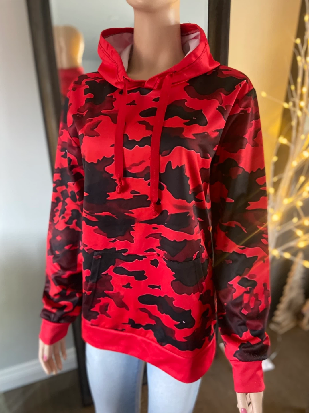 Oversized Red &  Black Camo Hoodie Fortnite Ruby Size M/L