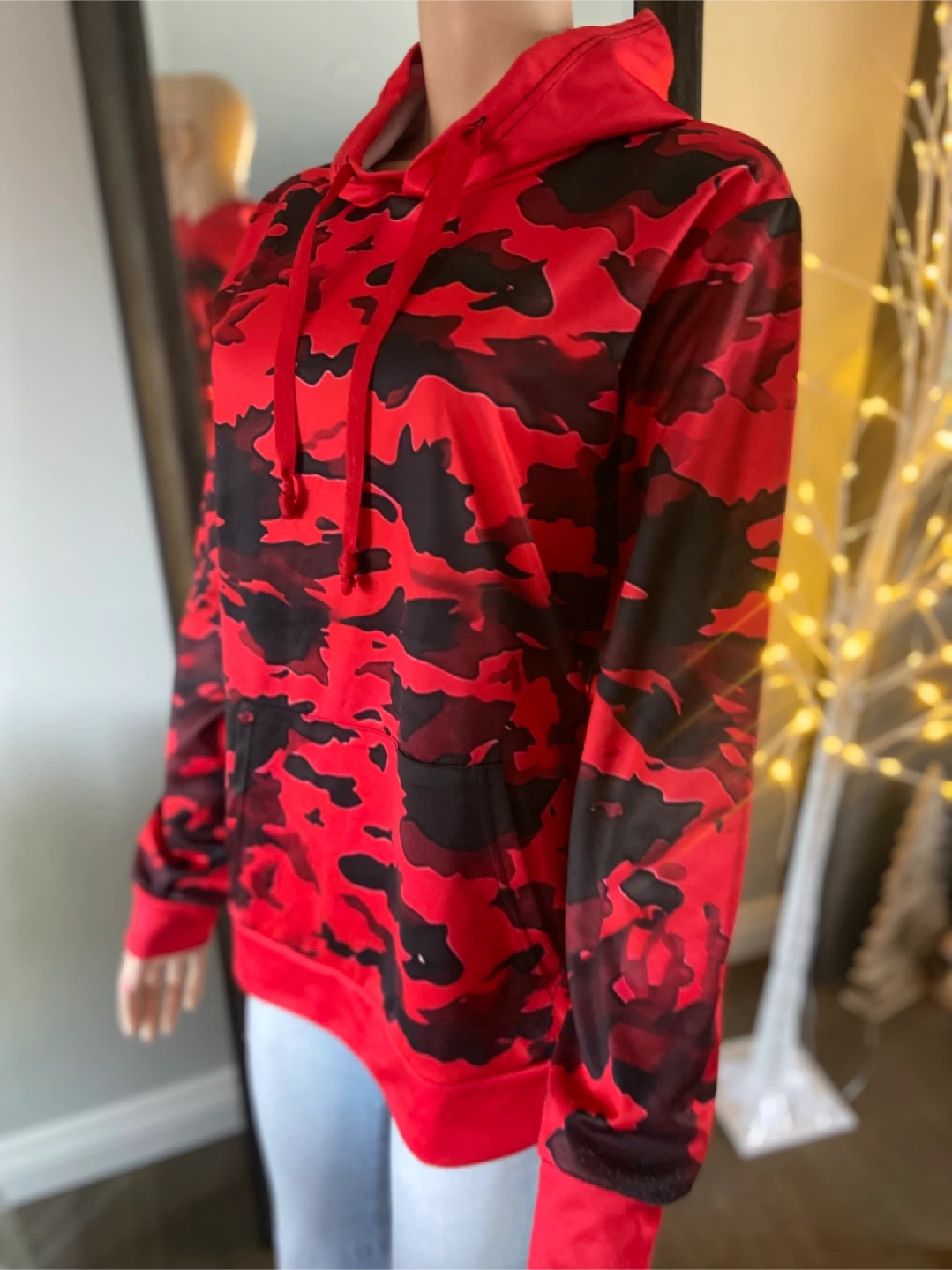 Oversized Red &  Black Camo Hoodie Fortnite Ruby Size M/L - photo 4