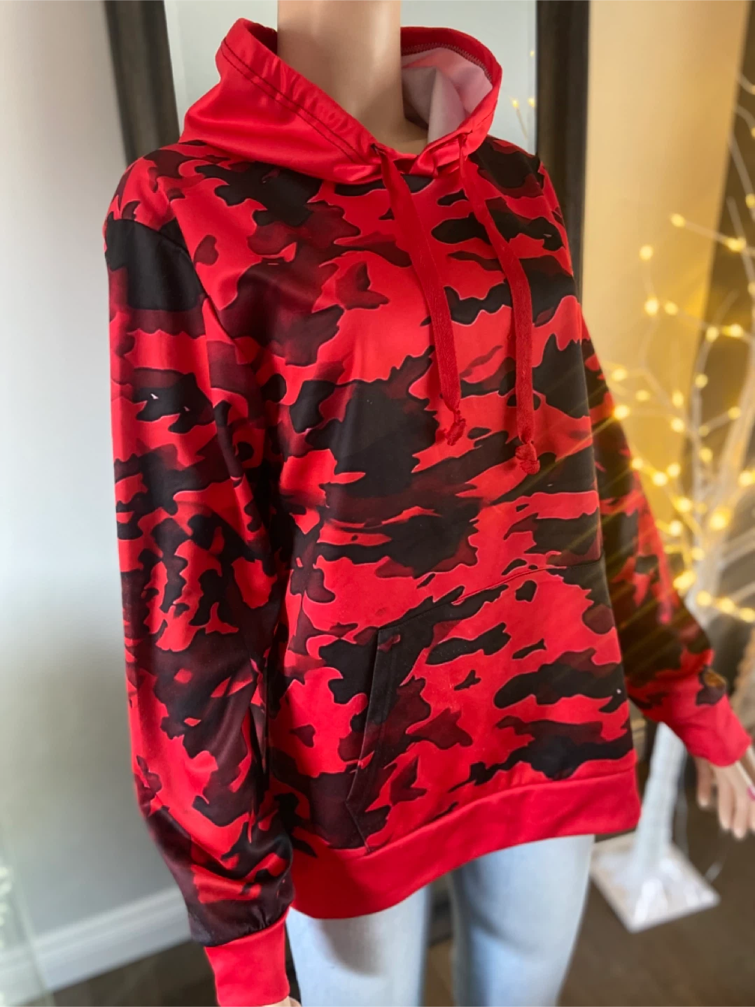 Oversized Red &  Black Camo Hoodie Fortnite Ruby Size M/L - photo 3
