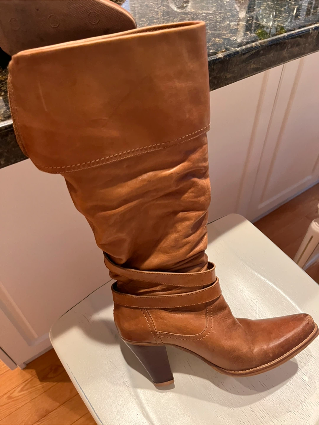 Brown Leather Knee-High Boots Size 37 - photo 2