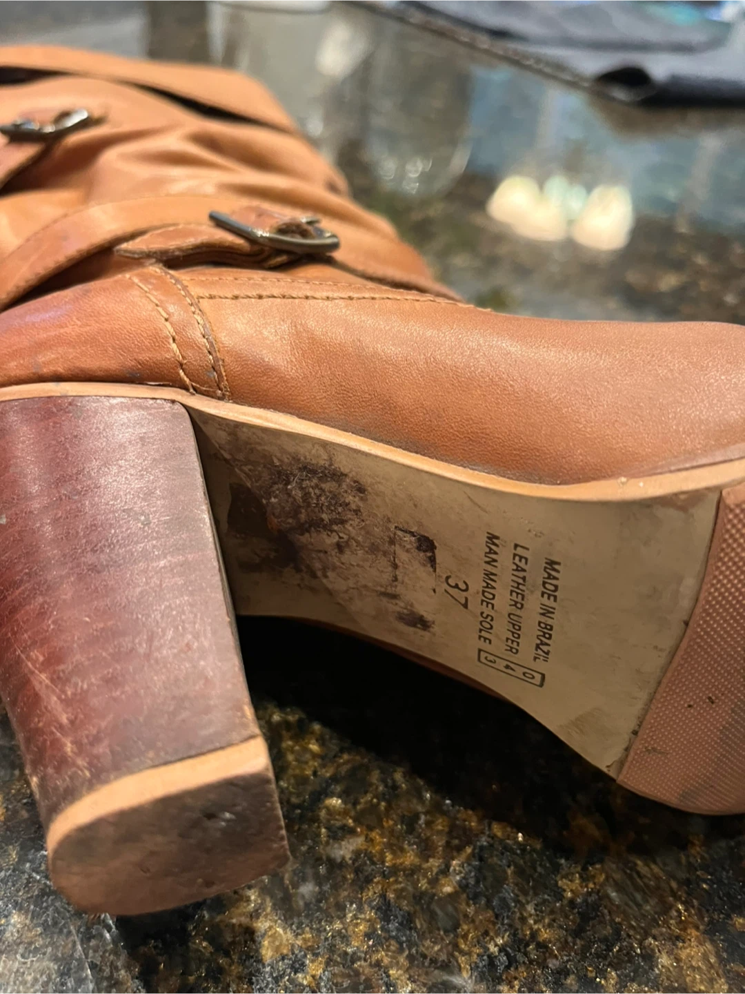 Brown Leather Knee-High Boots Size 37