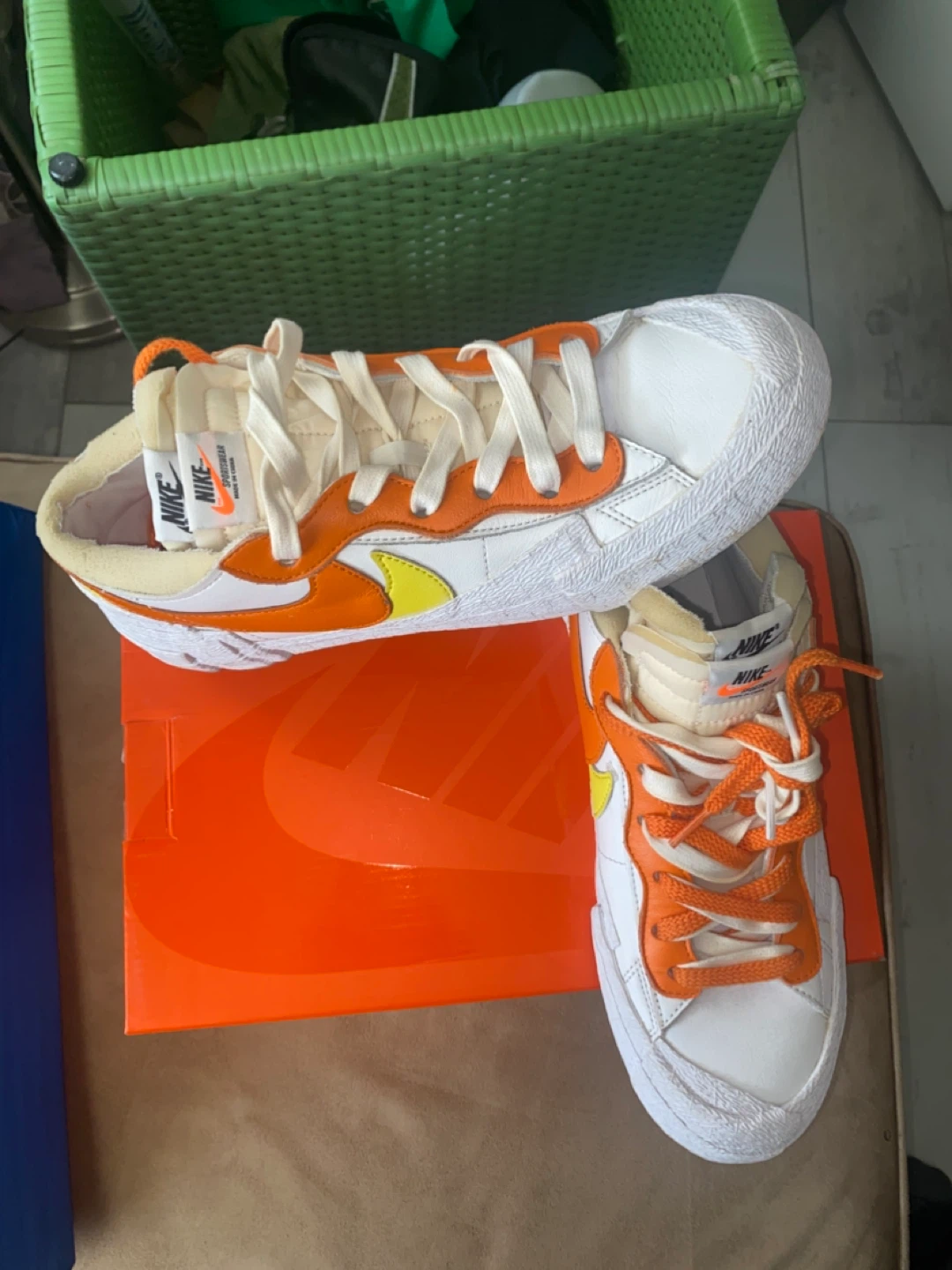 Nike Blazer Low x Sacai White/Magma Orange Shoes - photo 4