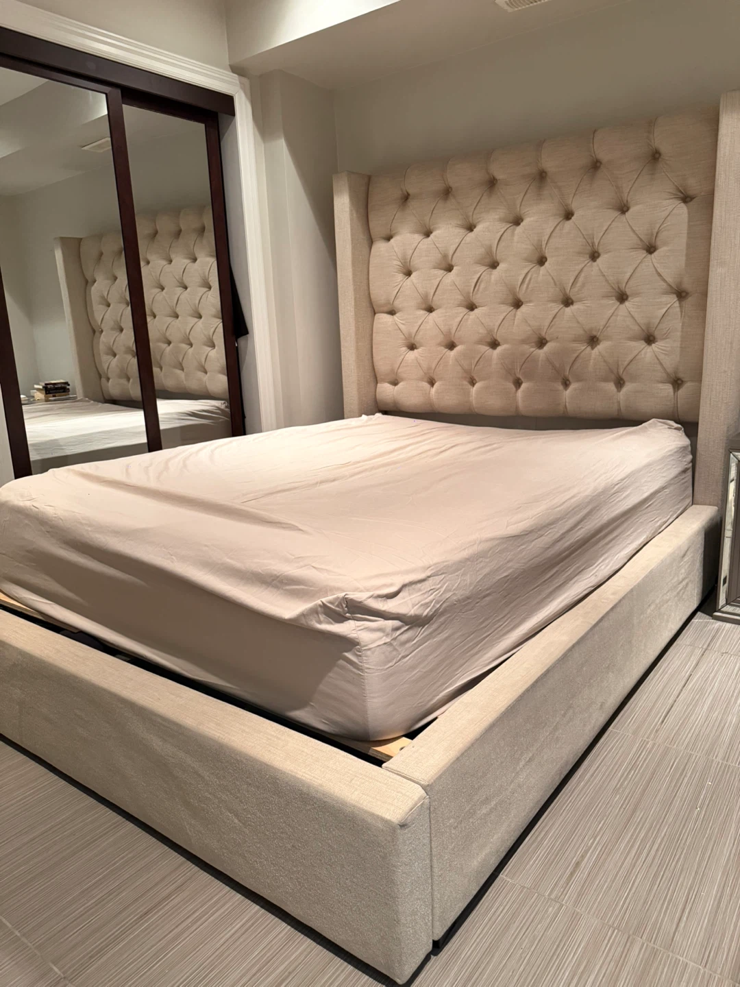 Tufted Wingback Upholstered Bed Frame - photo 2