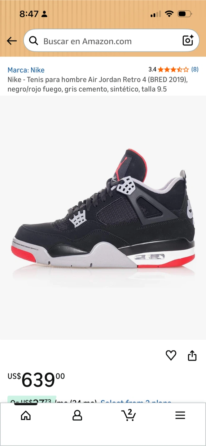 Nike Air Jordan Retro 4 Men's Size 9.5 Bred - photo 2