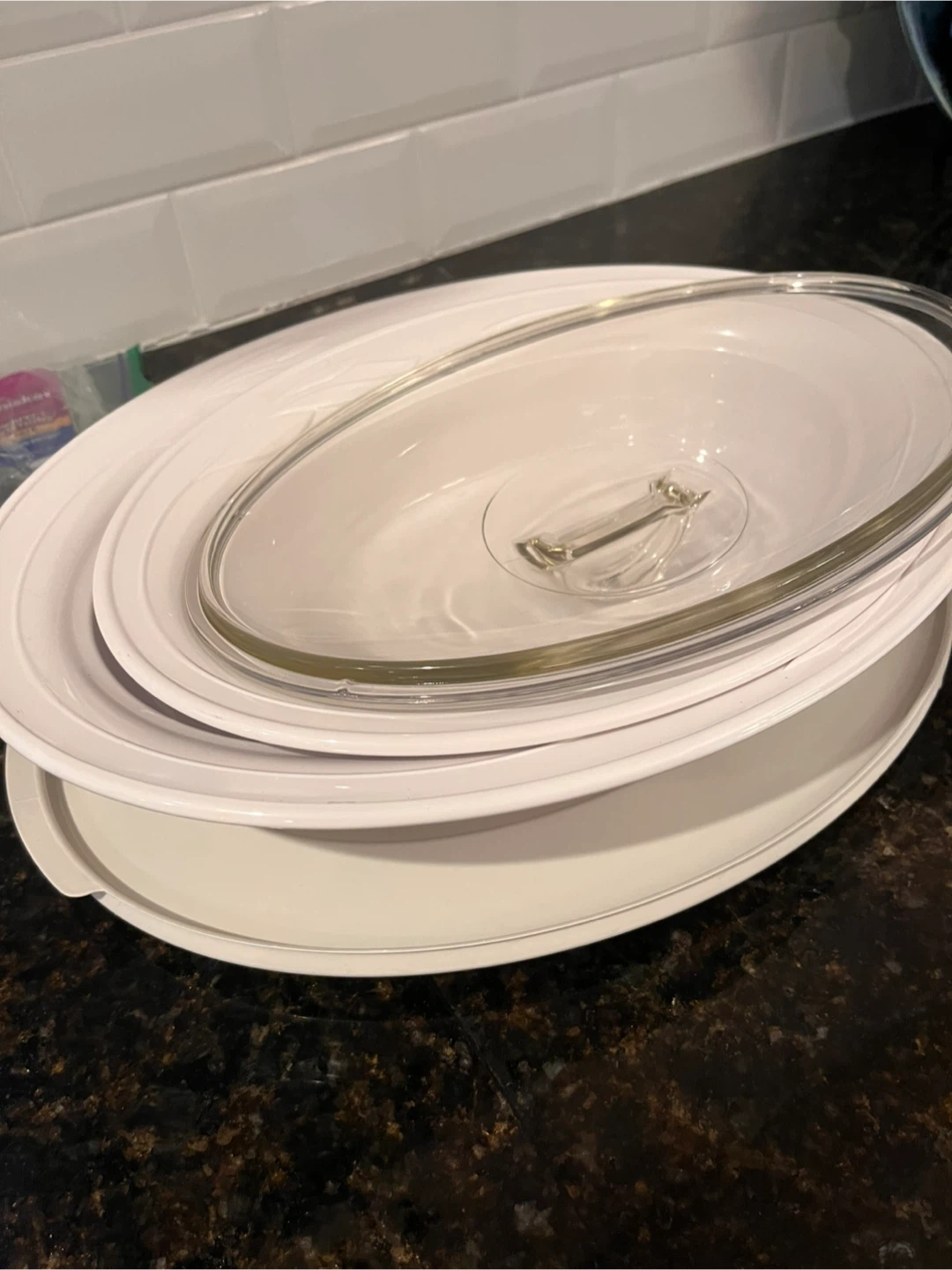 White Oval Serving Dish with Lid - photo 2