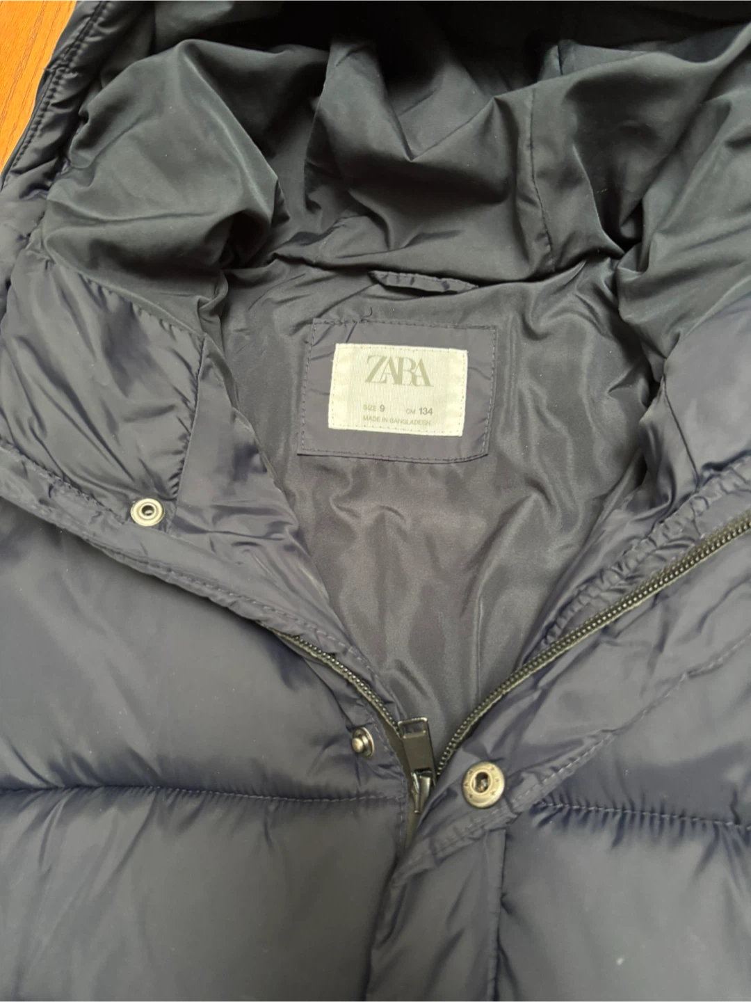 ZARA Navy Blue 9T Puffer Jacket with Hood - Size 9/134 - photo 2
