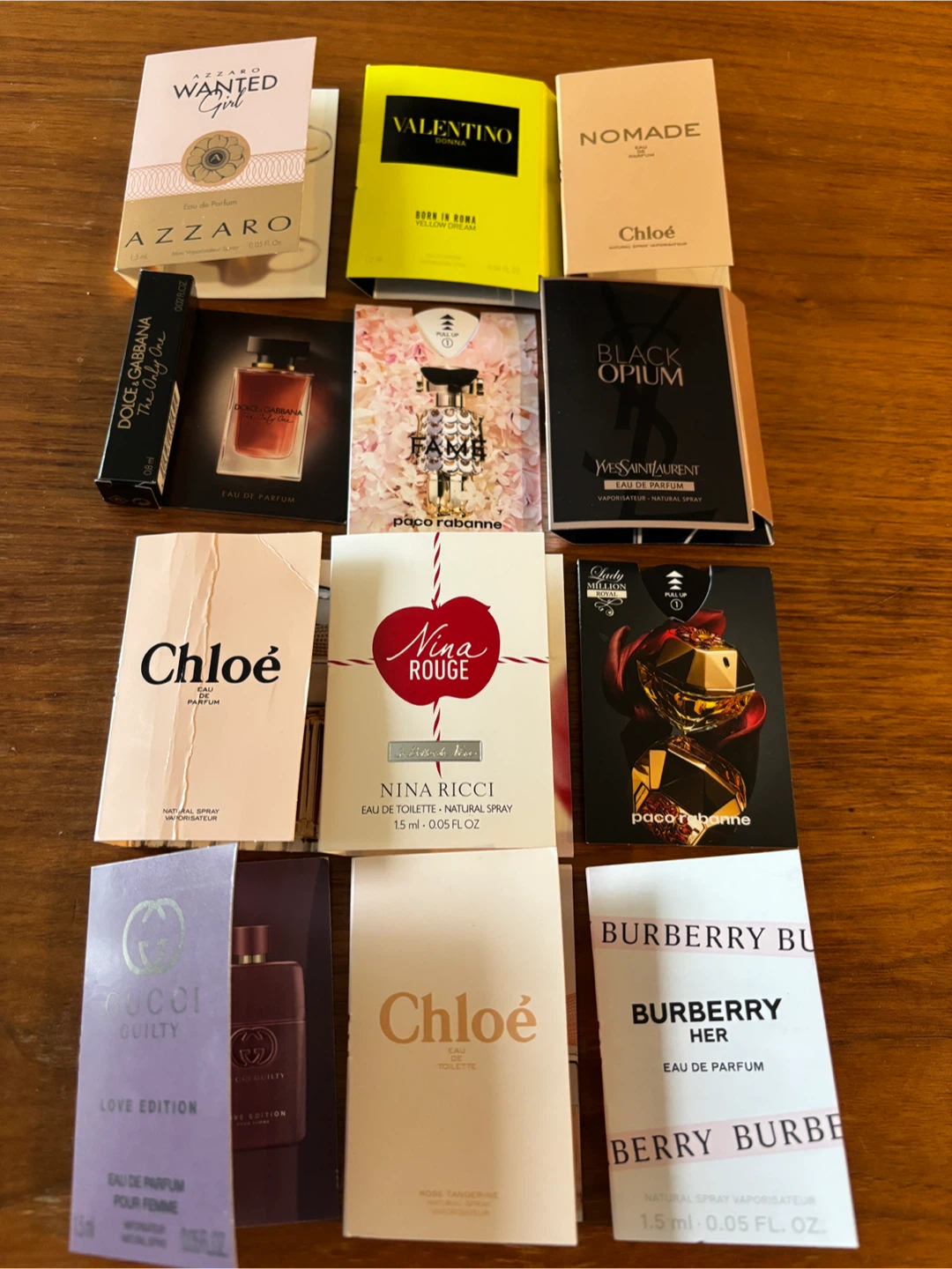 Unused Perfume Sample Lot for women (0.3-1.5ml each sample)
