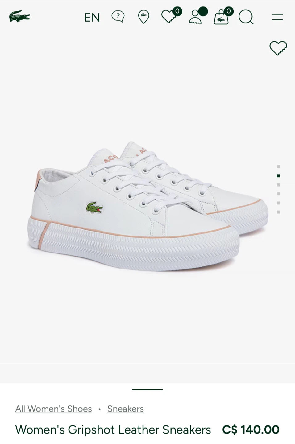 Brand new! Lacoste Women's Gripshot Leather Sneakers - White - photo 3