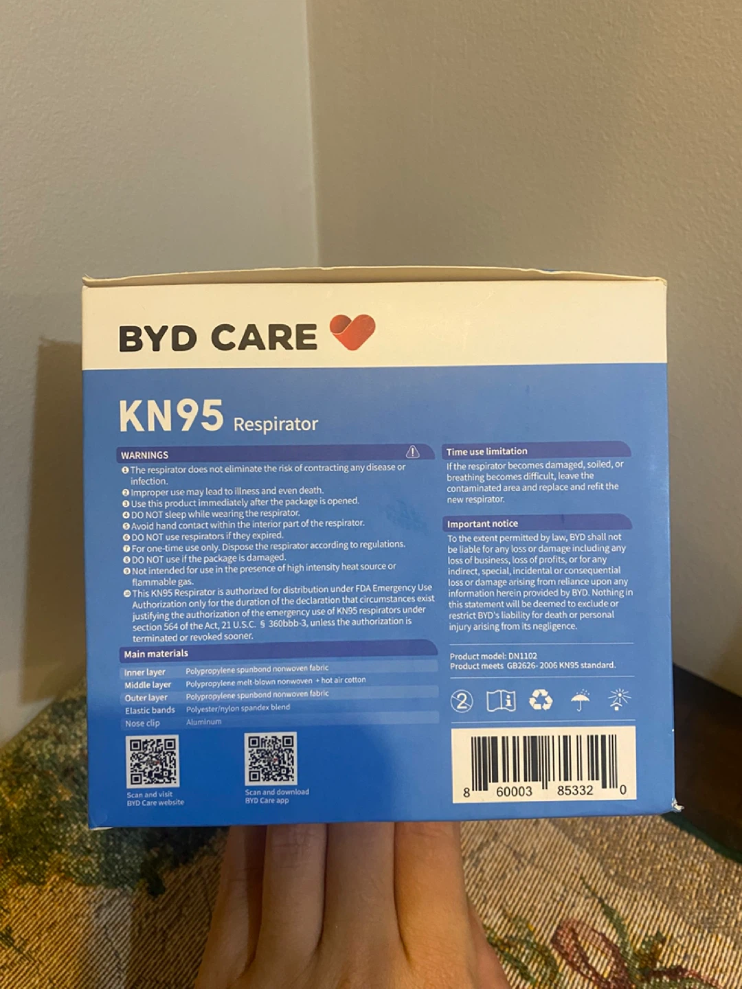 BYD CARE KN95 Respirator (Non-sterile) Foldable, 20 pcs - photo 2