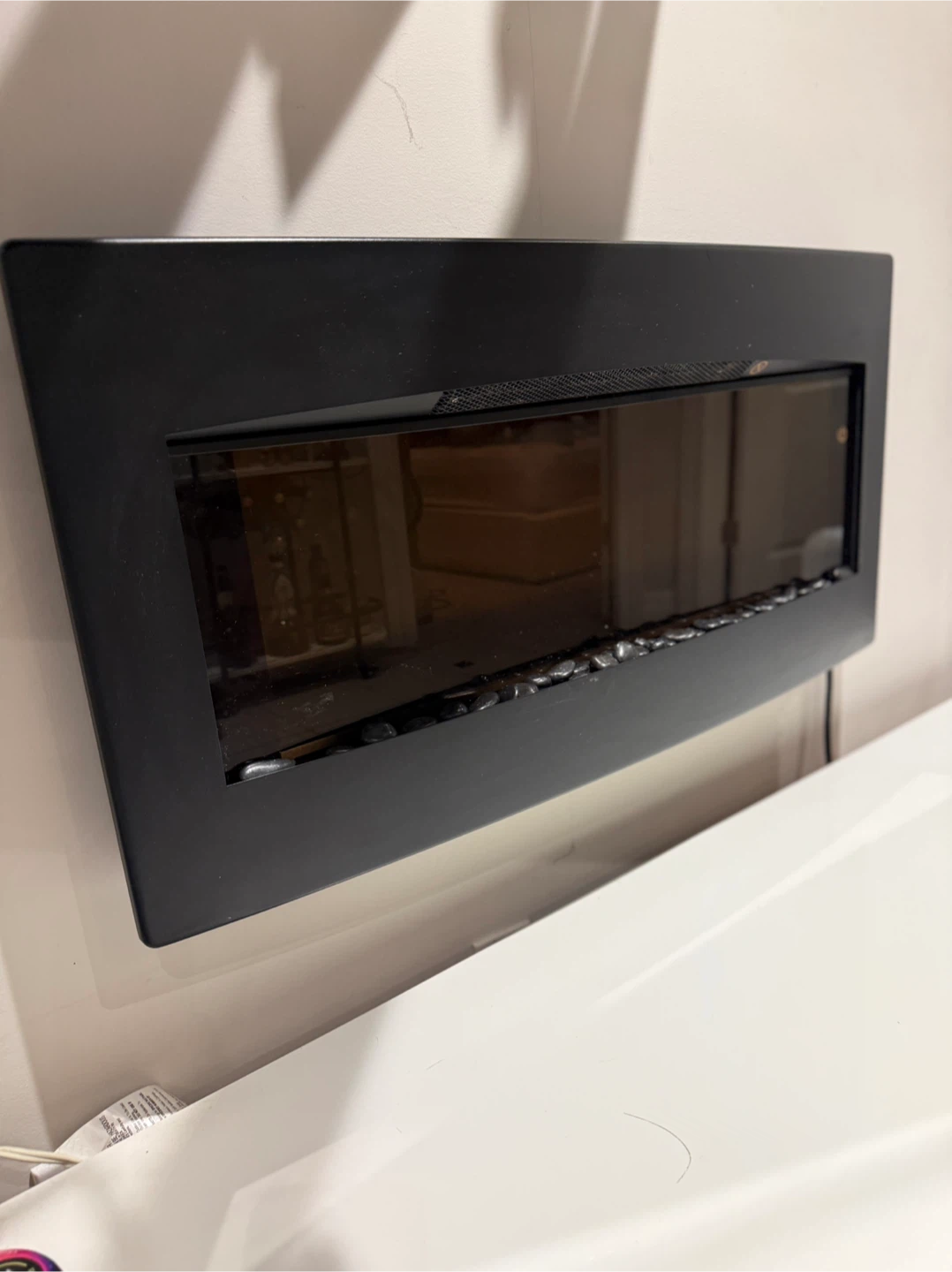 Black Electric Fireplace with Flame Effect