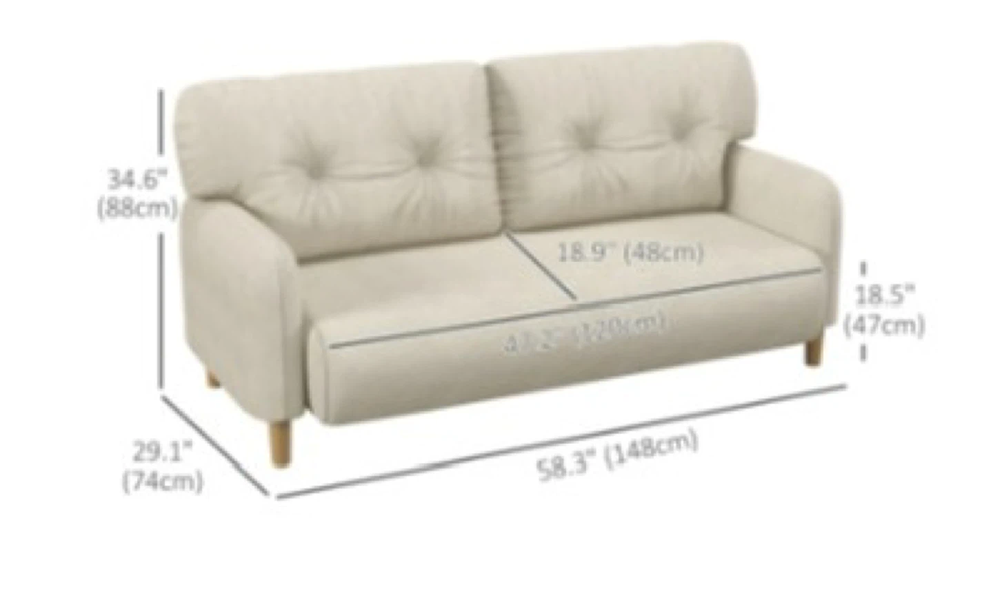Beige Loveseat Sofa. 2 seater coach - photo 4