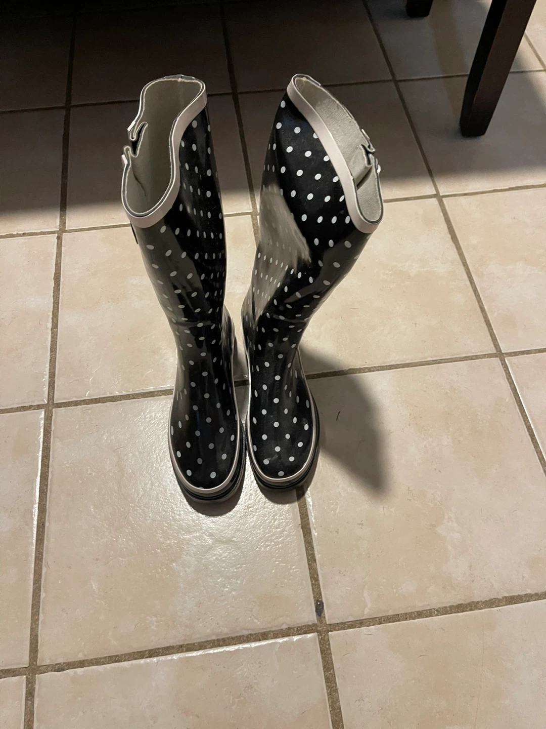 Black and White Polka Dot Rain Boots - photo 2