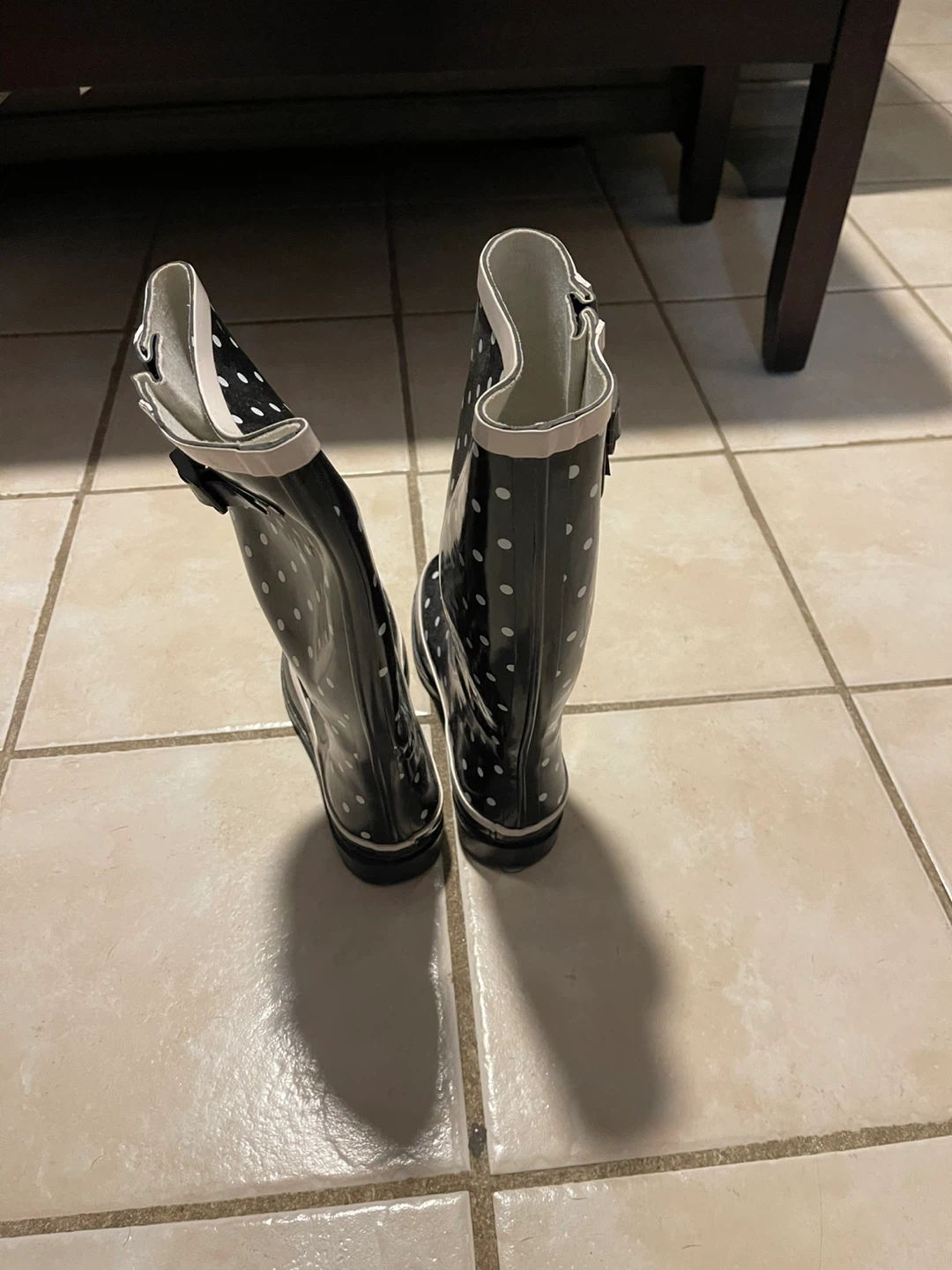 Black and White Polka Dot Rain Boots - photo 3