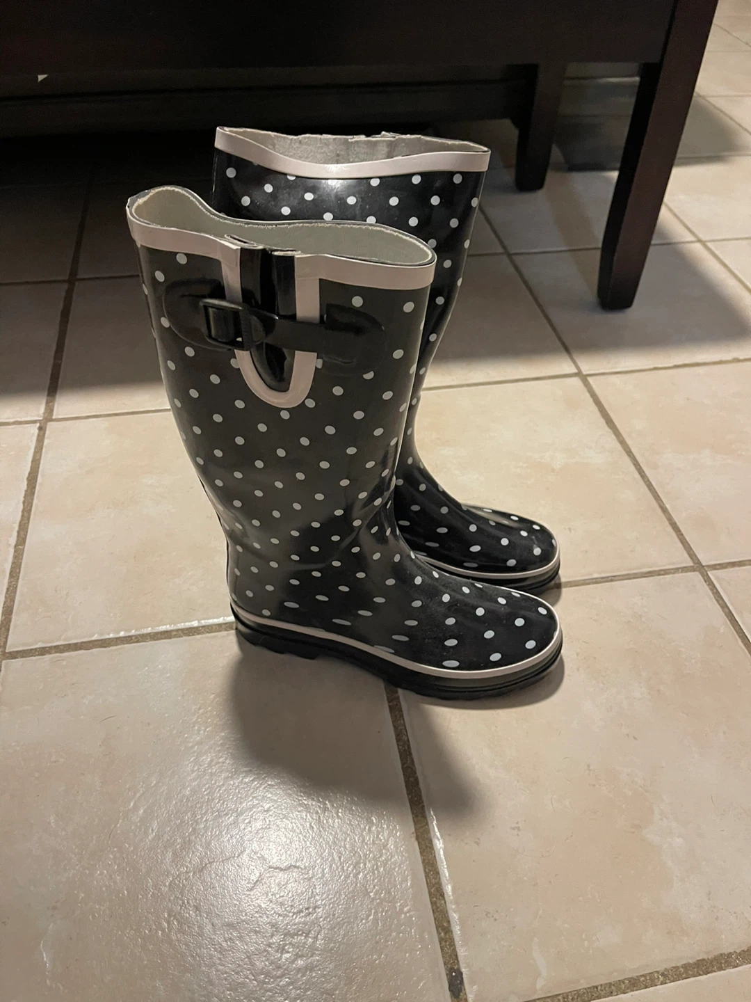 Black and White Polka Dot Rain Boots