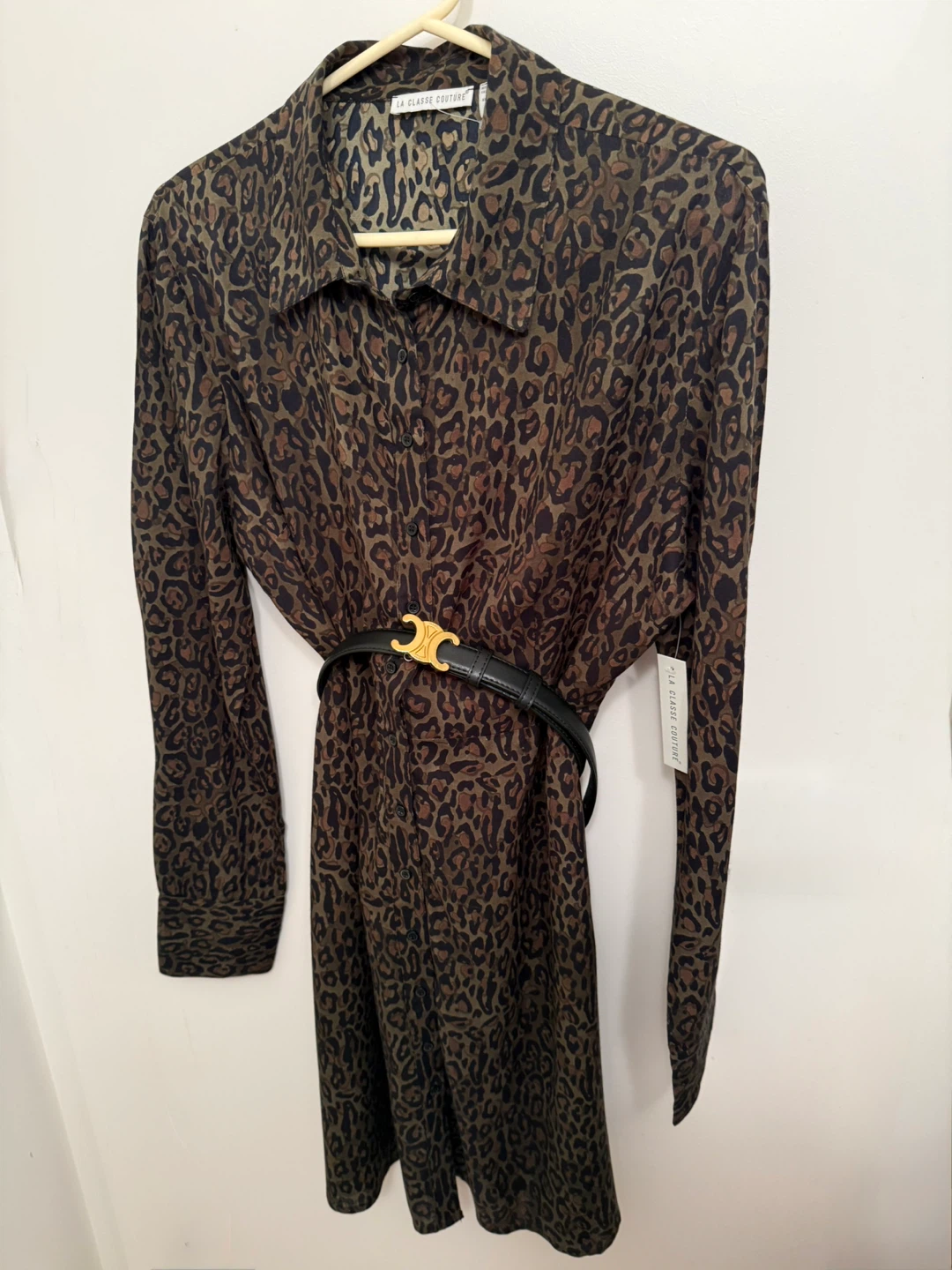 LA BELLE BOUTIQUE Leopard Print Shirt Dress