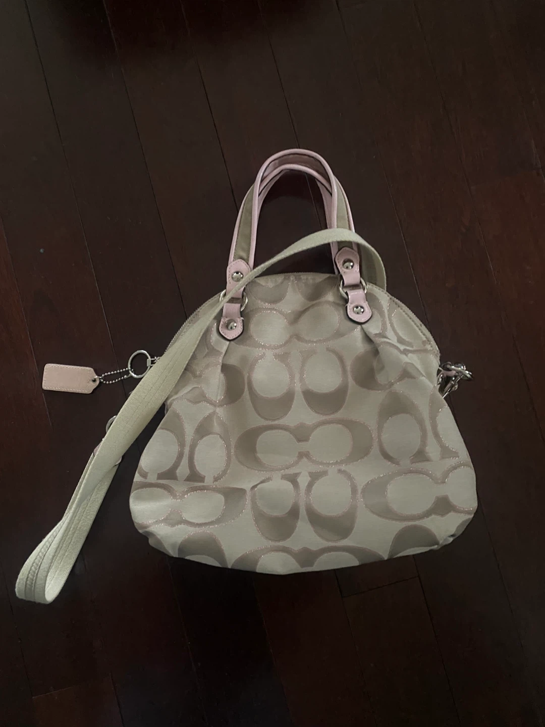 Coach Signature Canvas Shoulder Bag with Pink Trim - photo 2